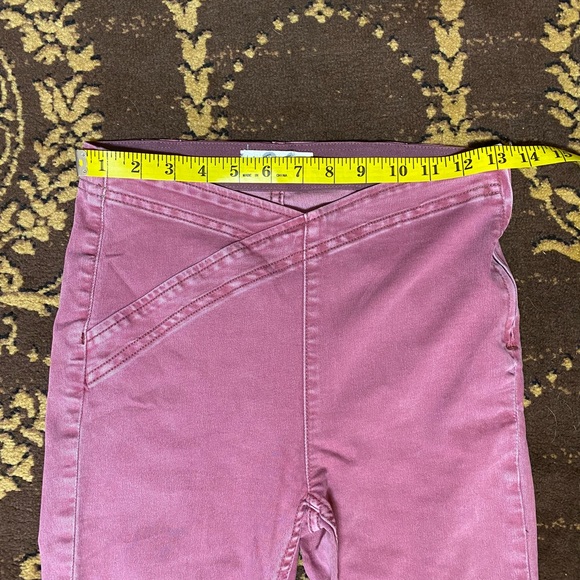 Free People We the Free Juliet Flare Jeans Size 26 Side Zip Pink Stretch Denim - Picture 7 of 15